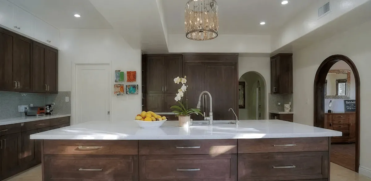 Cabinet refacing project with updated kitchen cabinets and island in Saint Petersburg, FL
